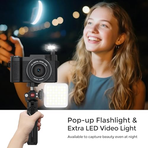 5K Vlogging Camera with WiFi 64MP 4K Digital Camera for Photography Vlog Camera with Flip Screen Video Camera for YouTube with Selfie Light, Desk Tripod, Batteries - Image 5