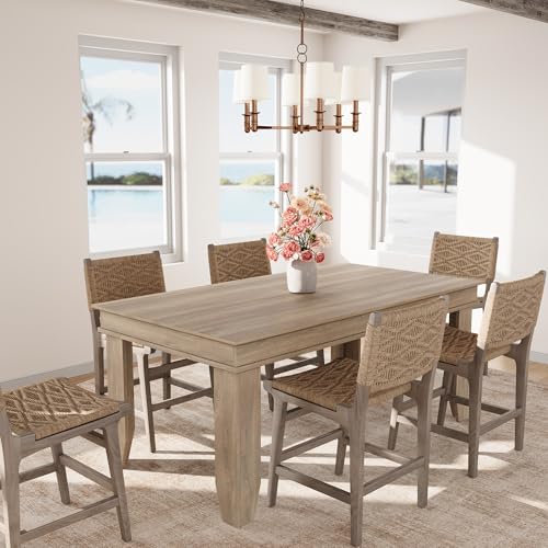 Image of GarveeHome Farmhouse Dining Table for 4-6 People, 63 in Long Kitchen Tables with Wooden Sturdy Frame, 5 ft Large Rectangular Dinner Table for Dining Room, Kitchen, Natural Oak, 63 inch Non-extendable