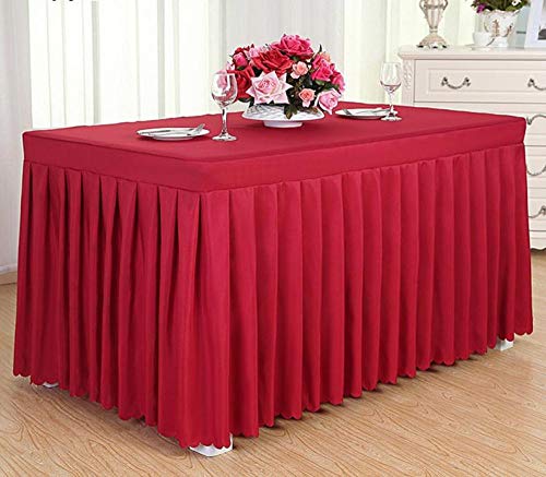 HI SBM Table Skirt Tulle Tablecloth for Wedding,Conference tablecloth cold dining table skirt, exhibition event desk cover table skirt-red_60 * 120 * 75cm,Birthday, Baby Shower Decoration