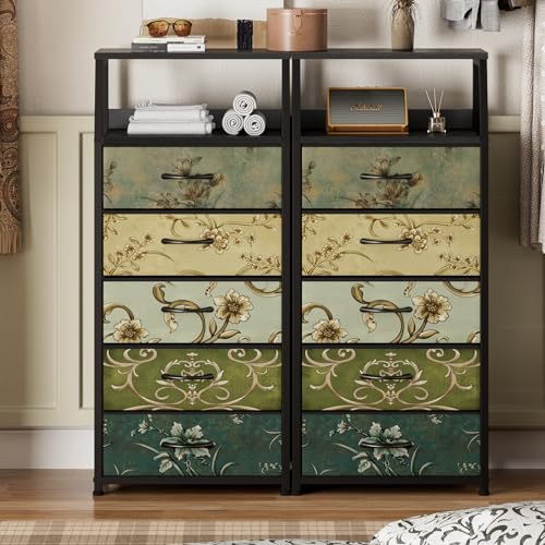 image for Furnulem Retro 5 Drawers Dresser, Tall Dressers for Bedroom, Closet, H
