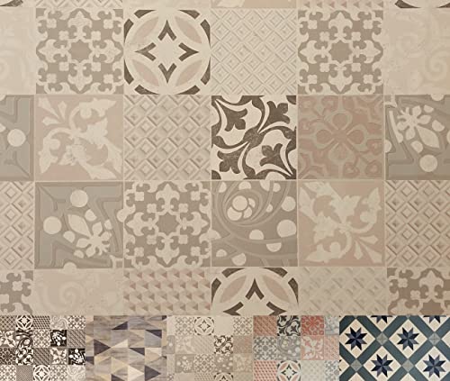 MadeInNature Tapis PVC Carreaux Ciment/Tapis en PVC différentes Tailles/Vinyle idéal Style suédois/Tapis de Passage Devant évier/Recouvrement de Sol...