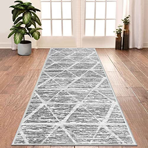 Tinyboy-hbq Carpet Runners for Hallways Non Slip Washable Runner Rugs Long Soft Kitchen runner Grey Hallway Hall Runners for Bedroom Hallways Living Room Kitchen (Ivory/Grey