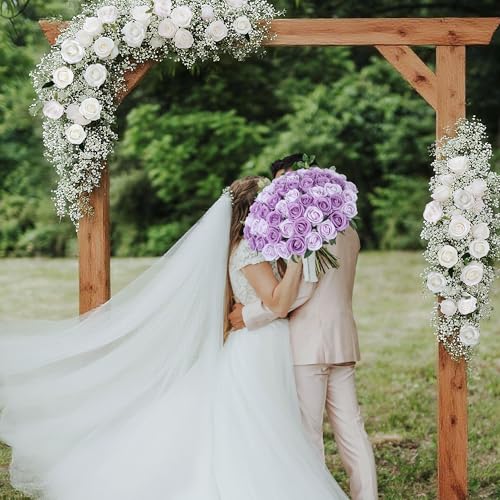 Image of 50 PCS Purple Roses Artificial Flowers, Fake Roses with Stem Realistic Silk Roses for DIY Wedding Bouquets Table Centerpieces Arrangements Baby Shower Birthday Home Decor Valentine's Day Gift for Her
