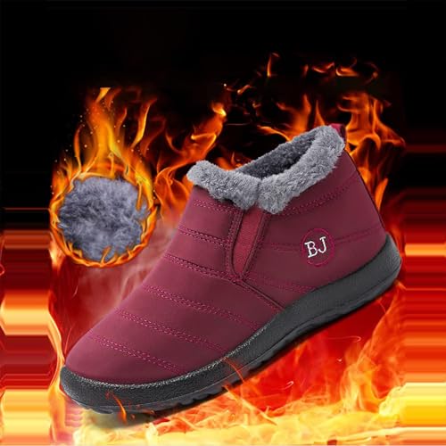 Boojoy Winter Boots,Indicativey Snow Boots Non-Slip Waterproof Fur Lining Thickening Warm Ankle Snow Boots for Women Men2