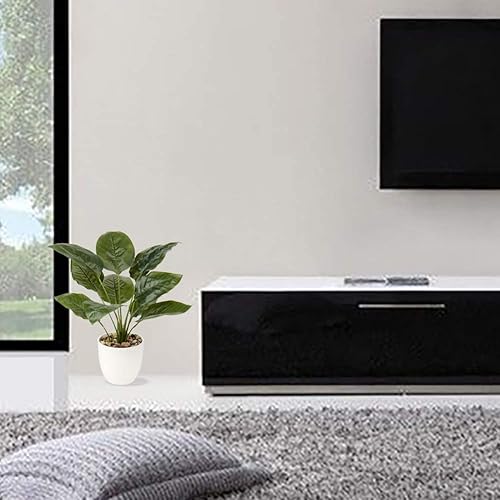 Miniatura 7 de Briful Planta falsa de 15 pulgadas, planta artificial realista en maceta, Alocasia Tiendaica Polly, planta artificial de hojas grandes, planta de