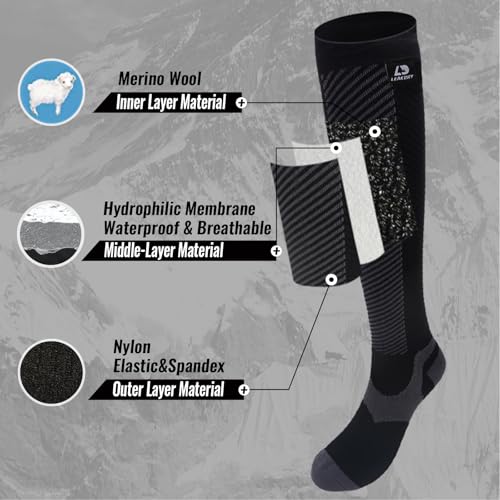 LEAKDRY Waterproof Merino Wool Ski Sock