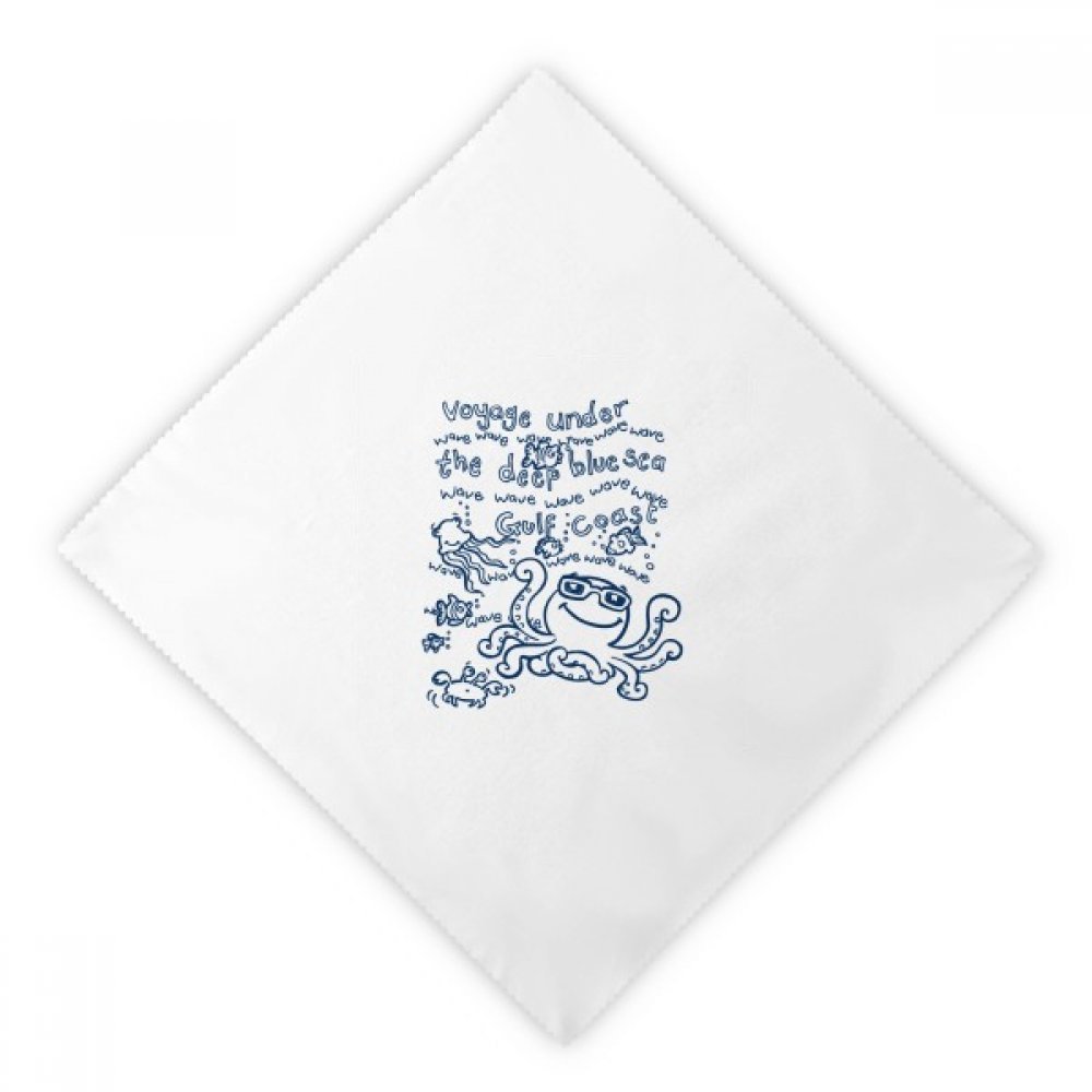 Serviettes en tissu poulpe bleu grand format réutilisables pour décoration table marine et dîner