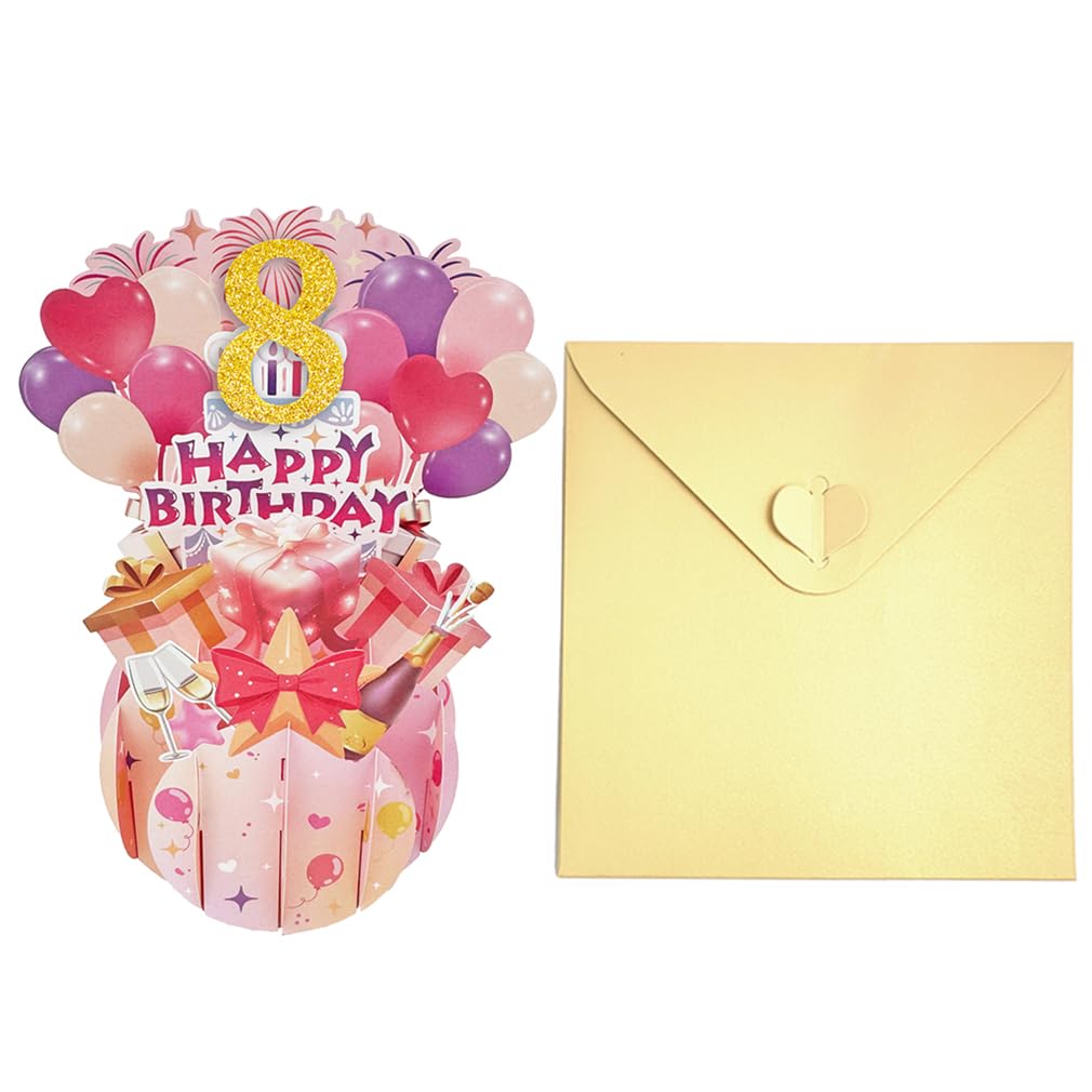 Biglietto di auguri per l'ottavo compleanno personalizzato con nome A6, Buon Compleanno, biglietto di auguri per bambini, compleanno bambini - Italia