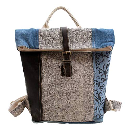 Rucksack Canvas Leder Unisex Vintage Retro...