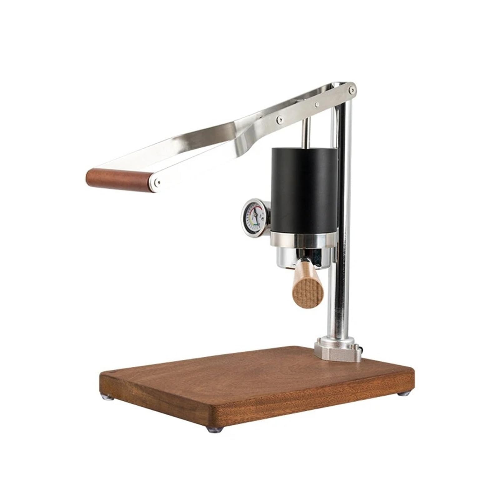 Macchina per caffè espresso manuale con manometro, manico da 51 mm, base in legno, non richiede elettricità, perfetta per baristi domestici
