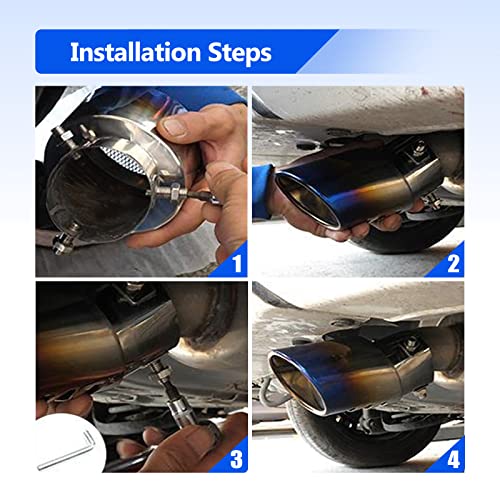 QODOLSI Pack-1 Stainless Steel Exhaust Tip, 2.5\" to 3.3\" Polished Exhaust Pipe, Car Exhaust Pipe Flue Muffler, Modified Tailpipe Compatible with Most Vehicles Exterior Rear Tip Pipe (Black/Bending) - Thumbnail 7