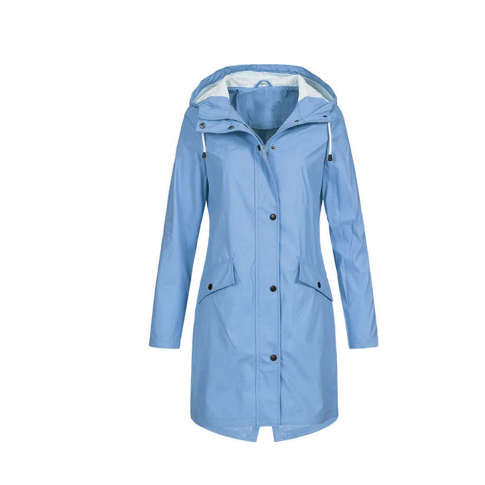 GANDUSWomen's Coat Women Jacket Coats Hiking Clothes Ladies Windbreaker Solid Color Trench Coat Hooded Outerwear Female Mountain Overcoat Plus Size (Color : Hortel�, Size : US-Size XXL)