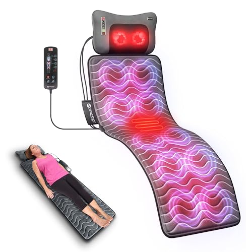 Powermat by Powerfit – Full Body Massage Mat with Detachable Massage Pillow, 9 Intensity Levels, 9 Massage Modes & 3 Heat Therapy Settings | Alleviates Muscle Pain, Improves Circulation, Stress Relief
