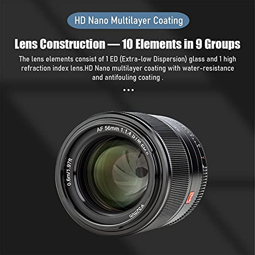 Lente principal VILTROX 56mm F1.4 f/1.4 E-Mount APS-C com foco automático para câmera Sony EOS-M A65