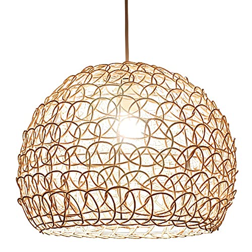 Lámpara de mimbre colgante con diseño de pájaro para una iluminación cálida y natural
