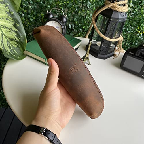 Favara Premium Serie Hakiki Eskitme Deri Kalemlik, Kahverengi