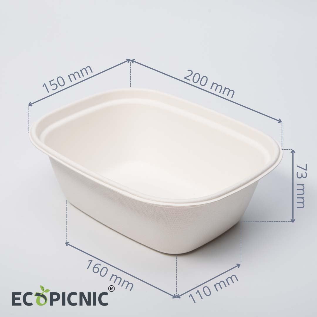 Cuencos de Caña de Azúcar 200 Unidades 1800 ml | Bols biodegradables Desechables para sopas, ensaladas y Alimentos, Ideales para Catering, Fiestas y Comida para Llevar