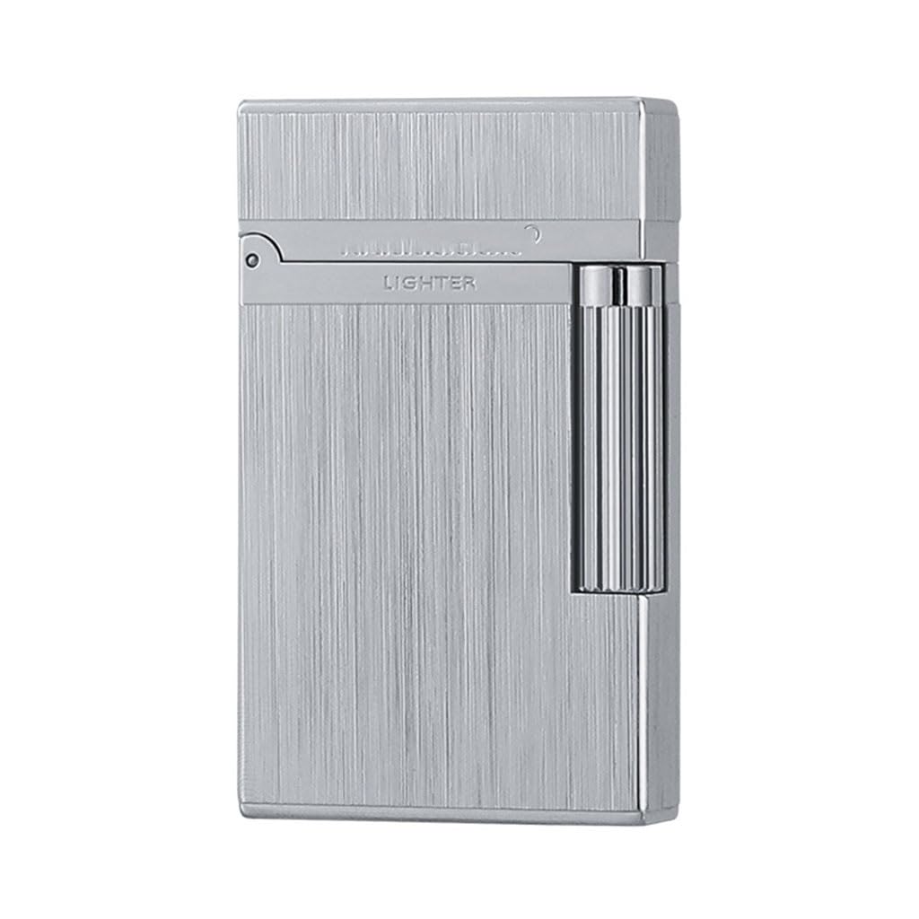 Brass Flip Lighter Side-Sliding Ignition Wheel Mens Business Lighters Suitable as a Gift Silver