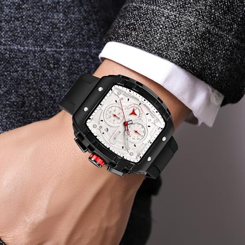 Image of SKMEI Tonneau Analog Watch - Men's Quartz Fashion Sports Watch, Analog Display, 30M Water-Resistant, Stopwatch & Date Function, Durable Zinc Alloy Case - 9341
