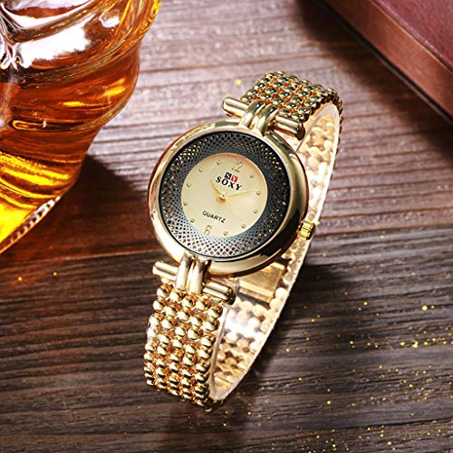 Bravetoshop Women's Bangle Watch Elegant Diamonds Accented Shinning Dress Watches Analog Quartz Wristwatches Fashion Crystal Bracelet Watch Set For Lady Gifts 939(Black) #TOP5