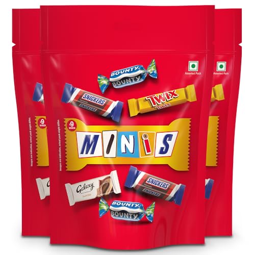 Image of Snickers Mixed Minis Chocolate Pack | Assorted Chocolates | Includes Snickers, Twix, Galaxy & Bounty | Perfect for Sharing & Gifting | 103.5g | Pack of 3