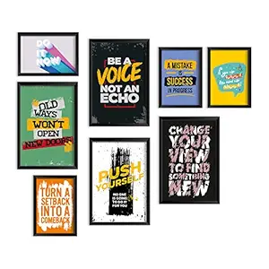 PAPER PLANE DESIGN Motivational Quotes Wall Framed Posters - Inspirational Wall Art For Home and Office Wall D?cor set of 8 (E)