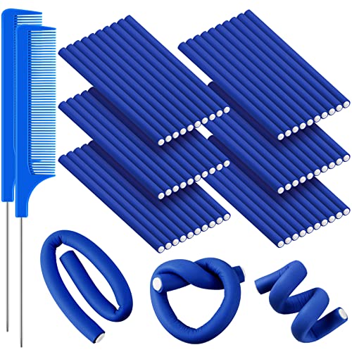 Bigoudis flexibles sans chaleur bleu marine pour boucler sans abîmer les cheveux