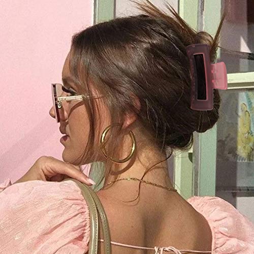 Canitor Hair Claw Clips 4 Pcs, Pink Hair Clips For Thin Hair Rectangular Acrylic Hair Clips Banana Hair Clips Non-Slip Clip Medium Claw Hair Clips Jaw Clips Y2K Hair Accessories #TOP1