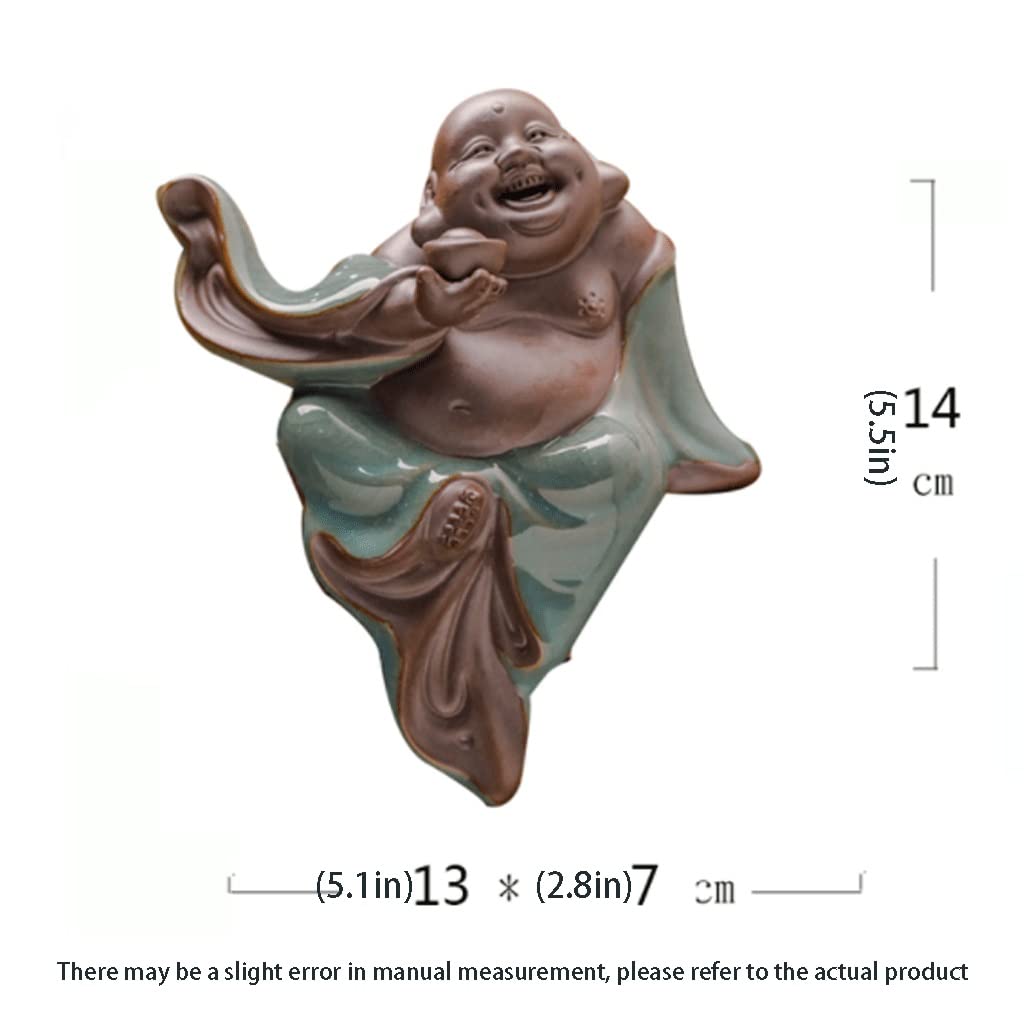 Afortunado Lucky Buddha Statue, Creative cerámica Gran Vientre Que ríe Las estatuas de Buda, la decoración del Buda de la meditación del hogar for la Oficina de la Sala de Estar Felicidad