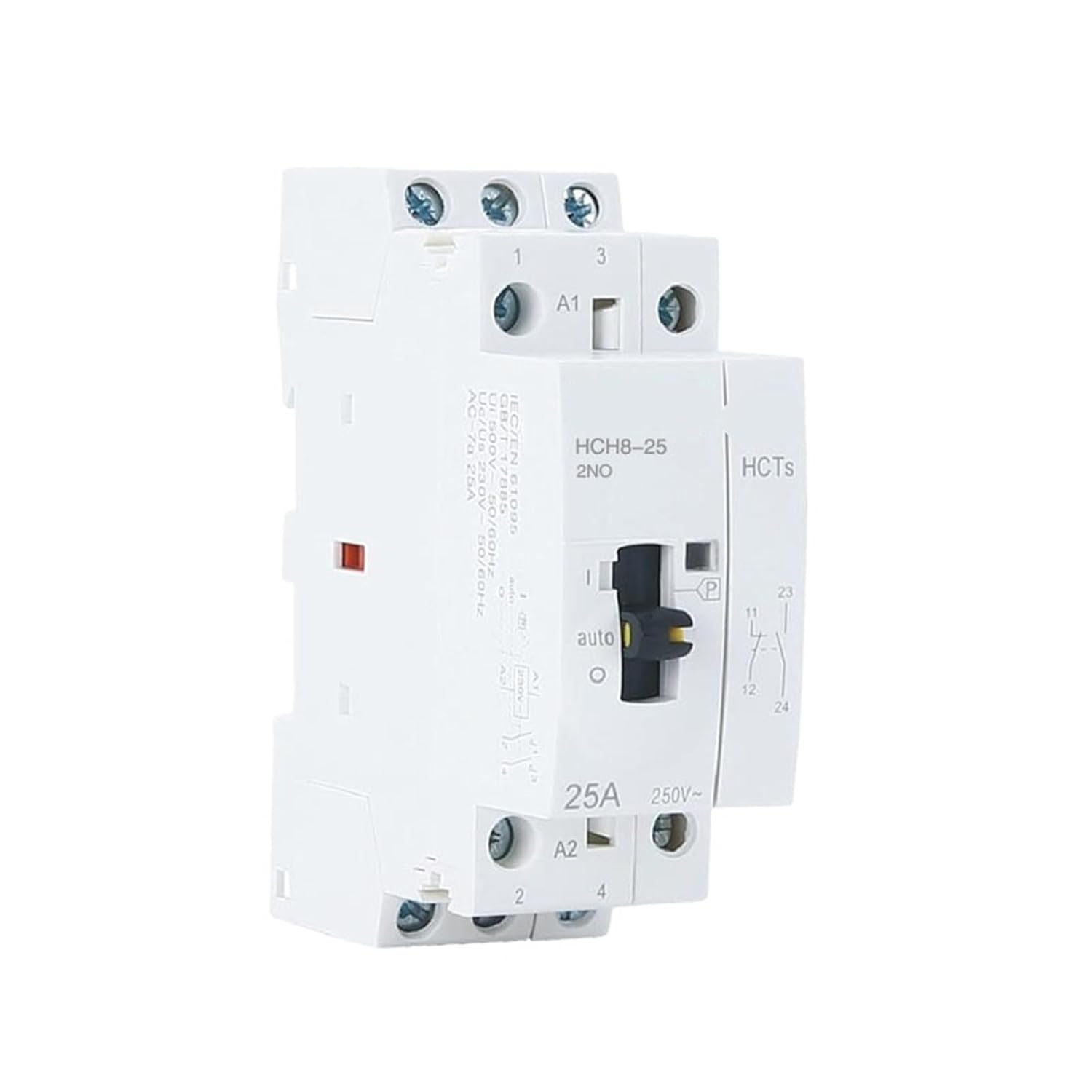 HCH8-25M 2P 25A 220V Din Rail AC Modular Contactor with Manual Control Switch 2NO 1NO1NC Or 2NC 1Pcs(2P 25A 2NO HCTs)