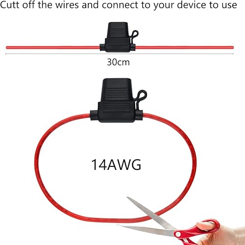 Miniatura 3 de WMYCONGCONG Portafusibles en línea de 14 AWG, portafusibles estándar de hoja en línea regular con cubierta impermeable para ATCATO para automóvil,