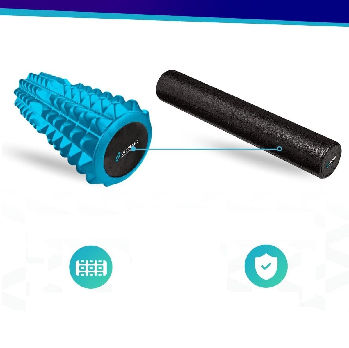 Premium Foam Roller set per la schiena, il collo e il corpo rullo di massaggio - Trigger point Foam roller con palla da massaggio | Vitalic