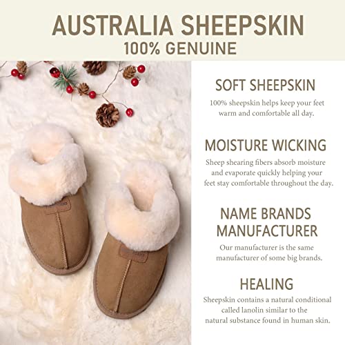 FUZZYFOAMS Genuine Australian Sheepskin Women Slippers Memory Foam Shearling Slipper Water Resistant Warm and Fluffy Indoor Outdoor House Shoes4