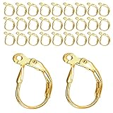 BEADNOVA Leverback Earring Hooks 60pcs French Ear Wire Lever Back Earwire for Jewelry Making Crafting (Gold)