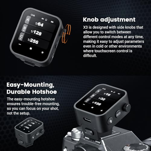 Godox X3F X3-F TTL Wireless Flash Trigger for Fujifilm Camera, 2.4G Wireless Touchscreen Flash Transmitter, Support TTL Auto/Manual/Multi Flash, Built-in Lithium Battery, High-Definit OLED Screen - Thumbnail 6