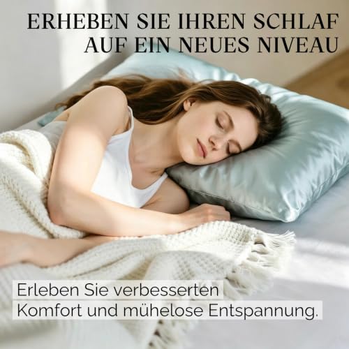 Ravmix Seidenkissenbezug 30x50 Maulbeerseide, für Haar & Haut, Aqua Blau – Ansicht 4