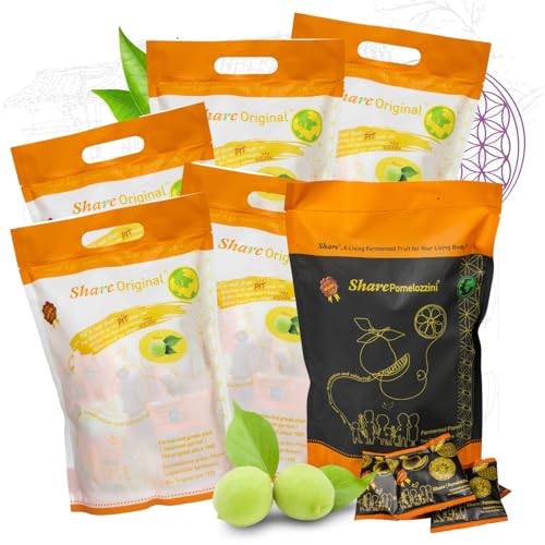 ShareSwiss Fermented Bundle – 5× Share Original 1.1 lb Fermented Green Plum & Pomelozzini 0.375 lb Fermented Grapefruit | Naturally Grown, 30+ Month Fermented, Vegan, Premium Fruit Set