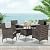 Wisteria Lane 5-Piece Wicker Outdoor Table and Chairs, Patio Dining Set w/Square Glass Tabletop and Umbrella Hole, Patio Table and Chairs Set for Backyard Deck Balcony Front Porch, Brown