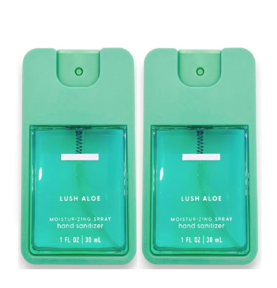 Hand Sanitizer Spray Moisturizing Aloe (Pack of 2), 1oz Travel Size Sanitizing Mist, Long Lasting Fresh Lush Aloe & Pear Scent, Portable Pocket Size for School, Travel & Gym