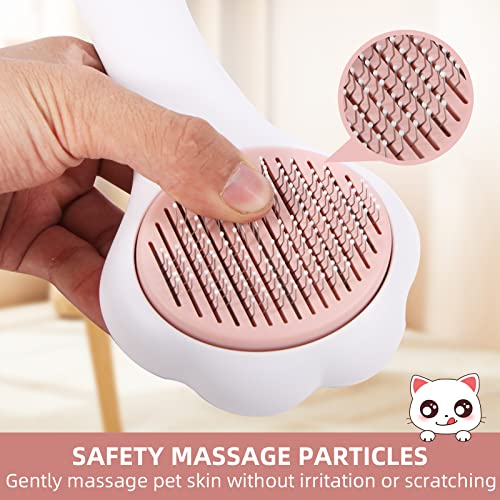 Sulie Tech Cat Brush For Shedding Deshedding,Self Cleaning Slicker Brush,Grooming Brush For Long Or Short Haired Kitten Dogs Rabbit Massage Removes Mats, Tangles And Loose Fur(Pink) #TOP4