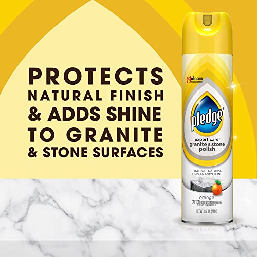 Image of Pledge Granite & Stone Cleaner, Expert Care, Aerosol, Orange Scent, 9.7 oz.