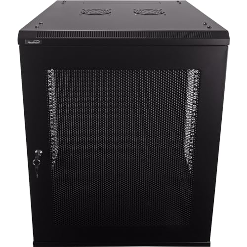 Image of NavePoint 15U Server Rack Enclosure - 23.6 inch Deep, Wall Mount Network Cabinet with Locking Perforated Door, 19 inch IT Equipment Compatible, Network Rack, Removable Side Panels, Black