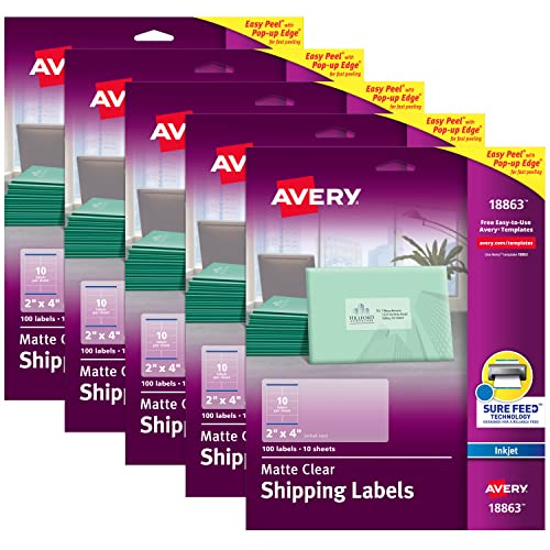 Étiquettes d'expédition transparentes Avery pour colis sans bavure