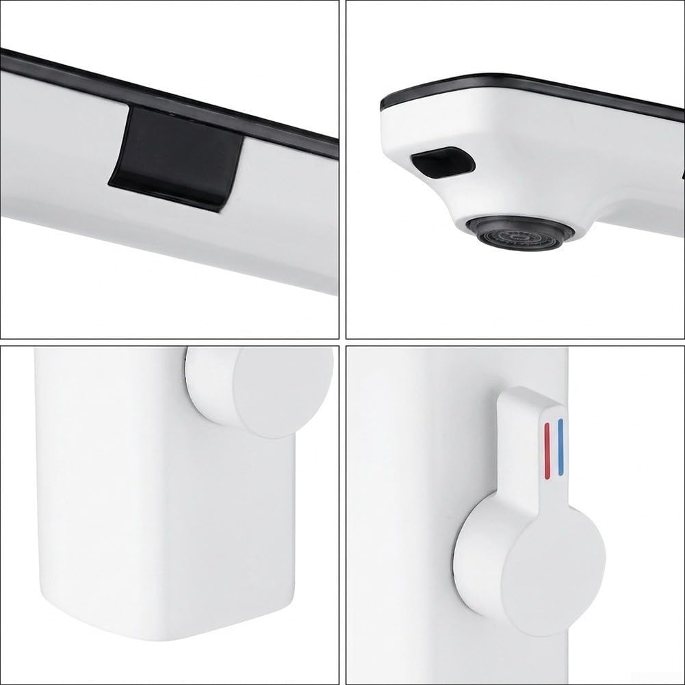 Rubinetto miscelatore per lavabo con sensore a infrarossi, cromato (bianco)