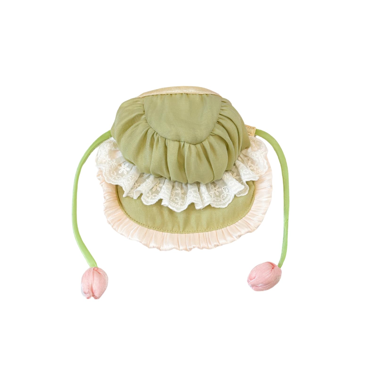 BT Bear Dog Hat,Flower Rural Lace up Pet Lady Dress Hat for Cats Girls Puppy Small Dogs,Green S - Image 2
