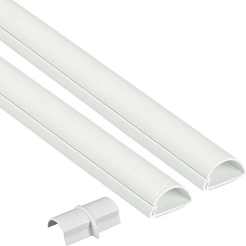 D-Line Ocultador de cable de TV, cubierta semicircular, montaje en pared, bisagras de una pieza, para pintar, adhesivo, decorativo, 2 de 1.18 de