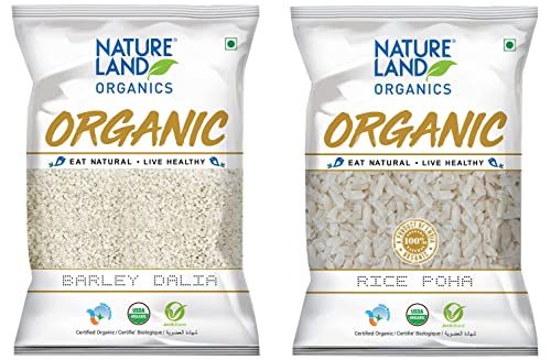 Image of Natureland Organics Barley Dalia 500 Gm (Pack of 4) Total 2Kg - Organic Dalia & Rice Poha 500 Gm (4 x 500 gm) Total 2 Kg- Organic Healthy Poha