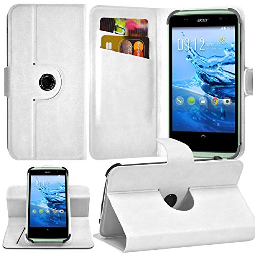 KARYLAX Seluxion - Housse Coque Etui Fonction Support 360° Universel M avec Attaches Couleur Blanc pour Acer Liquid Z500