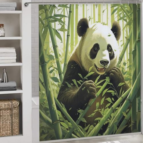 Rideau de douche panda pour salle de bains familiale et moderne 183x183cm - 2