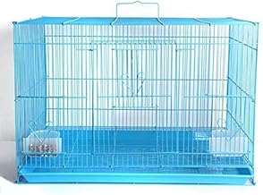 Bird Cage, Crate for Rabbit, Parrots and Small Pets with Sliding Tray, 2 Feeding Cup & 2 Perch with Secure Lock (15 Inches, Blue), Metal